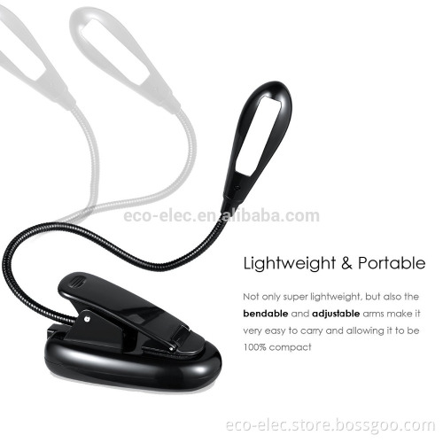 4 LED Rechargeable Book Light Clip On Reading Light, USB Cable Included,2 Brightness Level